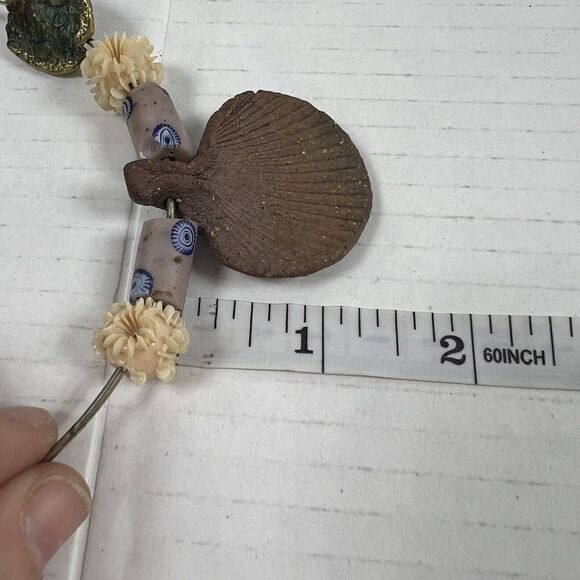 1980's Handmade Pottery, Celluloid, Murano Choker Statement Necklace Silver - Picture 9 of 11